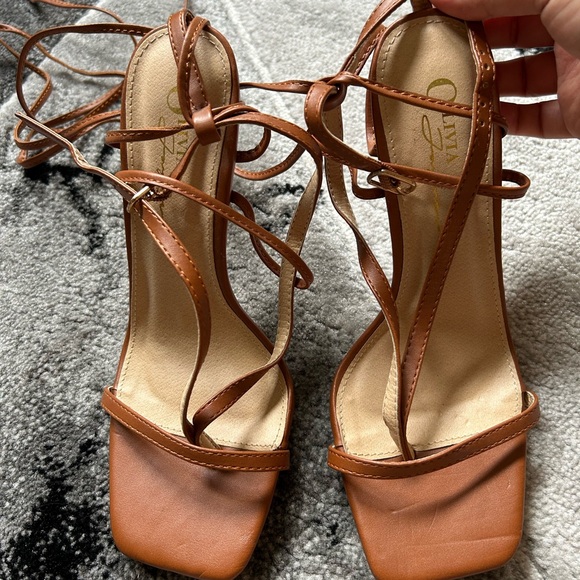 Forever 21 Tan Strappy Heels - Picture 1 of 6